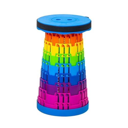 LOCKLGFMCZ Outdoor Regenbogen Klapphocker Tragbarer Stuhl Verstellbarer Teleskophocker Zug Teleskop Kleiner Hocker Klappstühle(A) von LOCKLGFMCZ