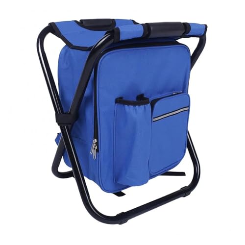 LOCKLGFMCZ Rucksack Tragbare Angeln Stuhl Klapp Hocker Kühler Isolierte Picknick Tasche Sitz Klappstühle(Blue) von LOCKLGFMCZ