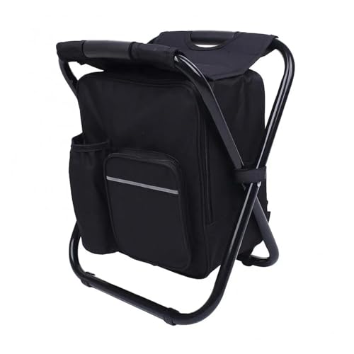 LOCKLGFMCZ Rucksack Tragbare Angeln Stuhl Klapp Hocker Kühler Isolierte Picknick Tasche Sitz Klappstühle(schwarz) von LOCKLGFMCZ