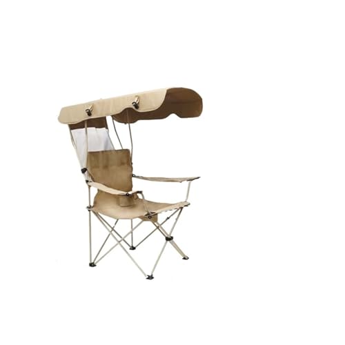 LOCKLGFMCZ Tragbarer, klappbarer Sonnenschutzstuhl for Angeln, Strand, Camping – Leichter Regiestuhl mit Schirm Klappstühle(Khaki) von LOCKLGFMCZ