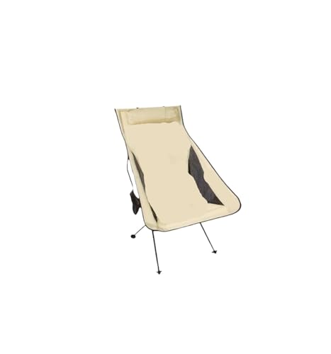 LOCKLGFMCZ Tragbarer Klapp-Campingstuhl mit Kopfstütze, leichter Reise-Mondstuhl for Outdoor-Angeln, Camping und Entspannung für Klappstühle(Beige) von LOCKLGFMCZ
