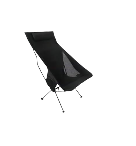 LOCKLGFMCZ Tragbarer Klapp-Campingstuhl mit Kopfstütze, leichter Reise-Mondstuhl for Outdoor-Angeln, Camping und Entspannung für Klappstühle(schwarz) von LOCKLGFMCZ