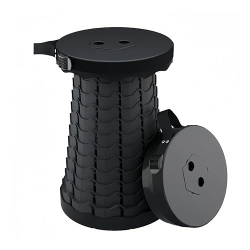 LOCKLGFMCZ Tragbarer Teleskophocker, Verstellbarer Klapphocker, Kleiner einziehbarer Hocker, Outdoor-Hocker for Familienangeln und Herbstausflüge Klappstühle(schwarz) von LOCKLGFMCZ