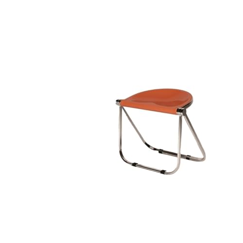 LOCKLGFMCZ Transparenter Klapphocker aus Acryl, platzsparender kompakter Hocker for Couchtische, langlebiger, stilvoller, moderner Acrylstuhl, leicht Klappstühle(Orange) von LOCKLGFMCZ
