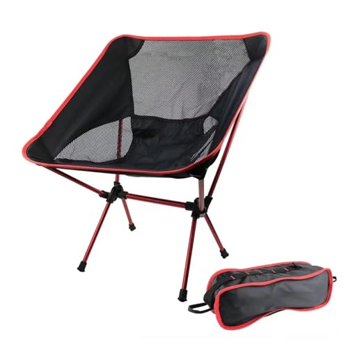 LOCKLGFMCZ Ultraleichter, tragbarer, zusammenklappbarer Moon Chair mit atmungsaktivem Mesh-Design for Outdoor-Camping, Grillen, Angeln, Wanderaktivitäten Klappstühle(Red) von LOCKLGFMCZ