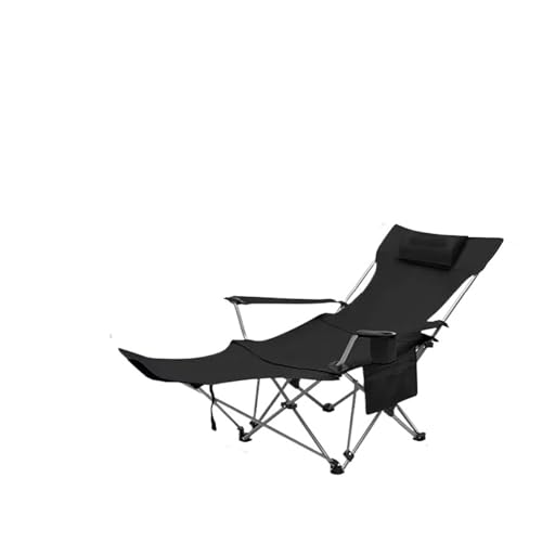 LOCKLGFMCZ Verstellbarer, tragbarer, klappbarer Lounge-Sessel, Liegestuhl mit Fußstütze for die Mittagspause im Camping Freien Klappstühle(schwarz) von LOCKLGFMCZ