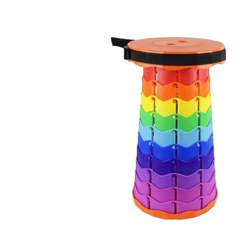 LOCKLGFMCZ Verstellbarer Angelreise-Klappstuhl mit zusätzlicher Höhe for den Außenbereich, tragbarer Teleskophocker, Campingstuhl Klappstühle(Rainbow Orange) von LOCKLGFMCZ