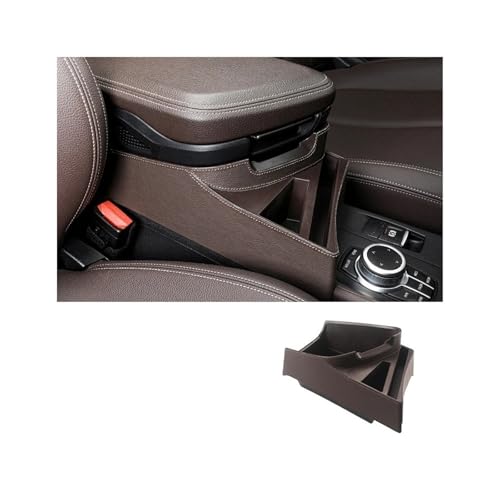 LOCKMEIHUA Für B&MW X1 F48 F49 X2 F39 2016-2022 Autoinnenausstattung Armlehne Organizer Mittelkonsole Zusätzliche Aufbewahrungsbox Armlehnenbezüge für Autos(Brown) von LOCKMEIHUA