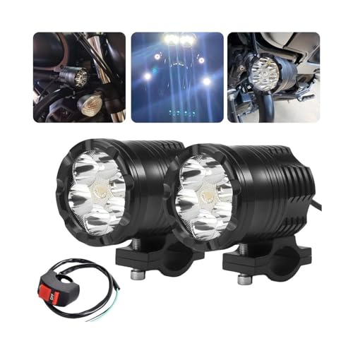 LOCKMEIHUA Motorradscheinwerfer Für H&onda Für NC 700S Shadow VT750 CRF 450 CB400 SF PCX 125 VTX 1800 Spezielle Motorradscheinwerfer Wasserdicht Stoßfest Und Langlebig (B 2 Light and Switch) von LOCKMEIHUA