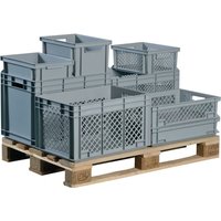 LOCKWEILER Eurobox, grau PP Durchfassgriff, L600xB400xH150mm, Seitenwände durchbrochen LOCKWEILER Eurobox, grau PP Durchfassgriff, L600xB400xH150mm, Seitenwände durchbrochen von LOCKWEILER