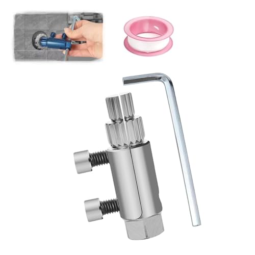 LOCPUFF Broken Pipe Thread Extractor, Stripped Screw Removal Tool, Stripped Screw Extractor,Broken Valve Thread Extractor, Easy Out Bolt Extractor Kit for Damaged Faucet Water Pipe (Silver) von LOCPUFF