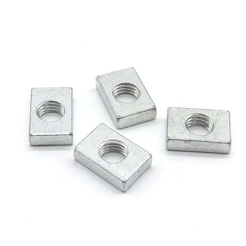 10/50 Stück Vierkantmuttern M3 M4 M5 M6 M8 Verzinkter Kohlenstoffstahl Dünne Rechteckmuttern Gleitblock für Aluminiumprofilzubehör (Color : 10pcs_M3-9.7x6x2.5mm) von LOEASE