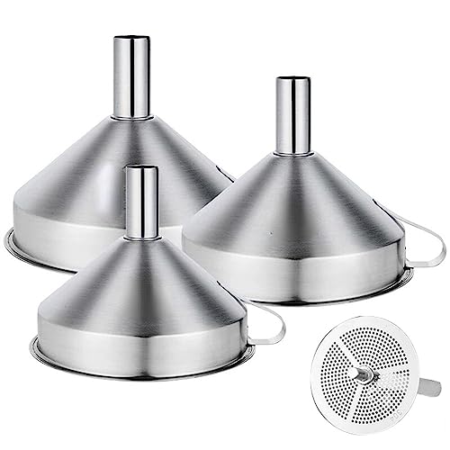 1pc Stainless Steel Funnel Kitchen Oil Liquid Funnel Metal Funnel with Detachable Filter Wide Mouth Funnel for Canning Kitchen Tools (Color : L) von LOEASE