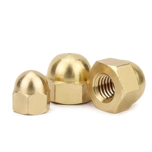 LOEASE 1/10/20/50 Stück M3 M4 M5 M6 M8 M10 M12 M14 M16 Messingkappe Sechskantmuttern Dekorative Kuppelkopfabdeckung Halbkreis-Eichelmutter Hardware-Hutmuttern (Size : M6 (10pcs)) von LOEASE
