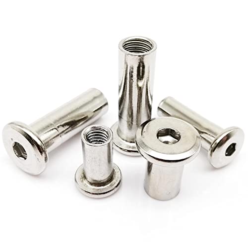 LOEASE 5 Stück/10 Stück M4 M5 M6 große Flache Sechskant-Innensechskant-Möbel-Nietenverbinder-Einsatz-Verbindungshülsen-Kappenmutter (Size : M6*30-5PCS) von LOEASE
