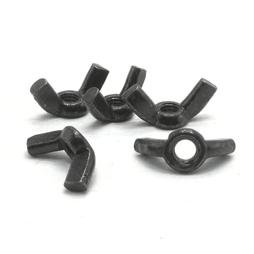 LOEASE Flügelmuttern 10 Stück M3 M4 M5 M6 M8 M10 M12 Flügelmutter aus schwarzem Kohlenstoffstahl, Flügelmutter handfest anziehen (Color : Black, Size : M10) von LOEASE