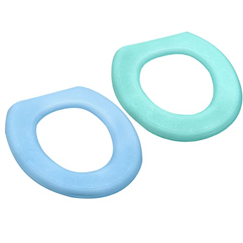 LOEFLIFA 2 Stück Eva O Förmige Toilettenmatte Dicke und rutschfeste Wc Sitzauflagen wasserdichte Toilettensitzbezüge für Badezimmer Grün Blau von LOEFLIFA