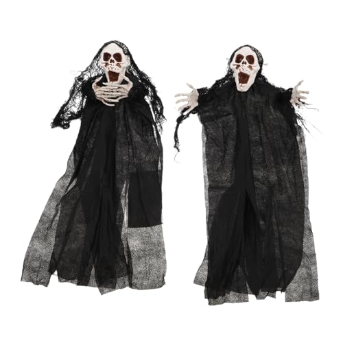 LOEFLIFA 2 Stück Halloween Deko Teiliges Hängendes Skelett mit Saugnapf Wiederverwendbare Gruselige Halloween Dekoration für Innen und Außen Spukhaus und Escape Zubehör von LOEFLIFA