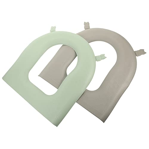 LOEFLIFA 2 Stück Toilettensitzauflagen Dicke Waschbare Wc Polster wasserdichte Eva Toilettenmatten Hautfreundlich und Tragbar für Zuhause und Reisen Grün von LOEFLIFA