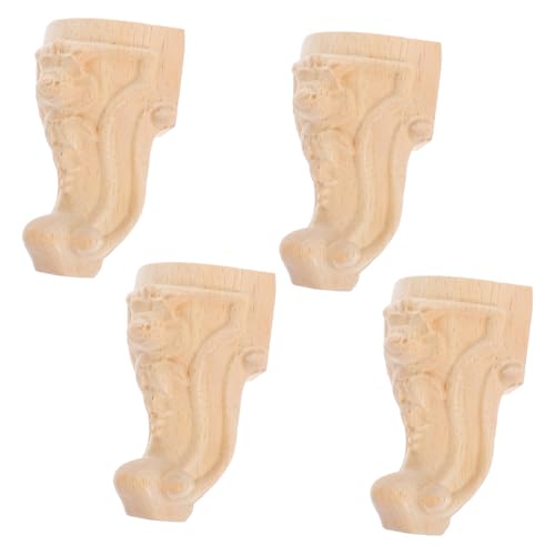 LOEFLIFA 4 Stück Holz Tischbeine aus Gummibaum Geschnitzte Möbelbeine für Sofas Tische und Schränke Langlebige und Zuverlässige Unterstützung Vielseitig Einsetzbar Jedem von LOEFLIFA