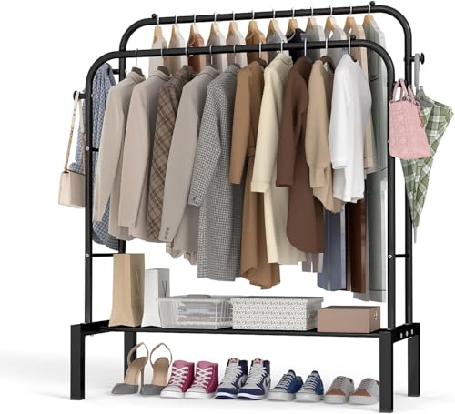 LOEFME Kleiderstange, 110 * 40 * 150 cm Kleiderständer, Multifunktionale Kleiderstange aus Metall, Kleiderstange im minimalistischen Design, Geeignet für Schlafzimmer, Garderoben, Balkone und Schlafsä von LOEFME