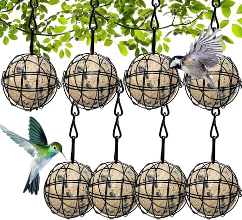 8er Meißenknödelhalter Vogelfutterstation,Metall Vogelfutterspender,Aufhängen Vogelfutterstation mit Haken,Futterspender Vögel,Aufhänger für Vogelfutter,Futterspender für Meisenknödel von LOEPENLE