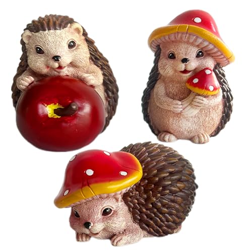 LOEPENLE 3 PCS Kunstharz Igeln mit Apfel Pilze,Garten Igel Deko,Gartendeko für Draußen Igel Gartenfigur Dekofigur Gartendeko Igel Figur aus Polyresin für Haus & Garten Geschenk Erntedank Fall Decor LOEPENLE 3 PCS Kunstharz Igeln mit Apfel Pilze,Garten Igel Deko,Gartendeko für Draußen Igel Gartenfigur Dekofigur Gartendeko Igel Figur aus Polyresin für Haus & Garten Geschenk Erntedank Fall Decor von LOEPENLE