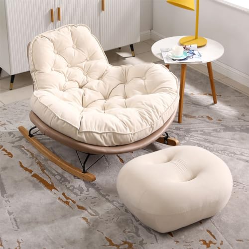 Glider-Stuhl Mit Gepolsterter Rückenlehne Und Armlehnen, Freizeit-akzent-Sessel, Breiter Sitz-schaukelstuhl, Schaukelsessel Mit Massivholzbeinen Und Hoher Rückenlehne, Für Wohnzimmer, Hotel von LOERSS