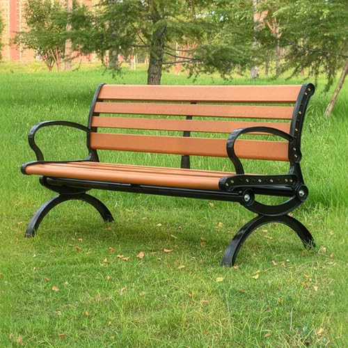 LOERSS Holz Terrasse Bank, Außenbänke, Metallgartenbank Vorne Veranda, Terrasse Gartenbank, Mit Rückenlehne Armlehnenbänken (zurückgezogen)(Size:150cm/59in) von LOERSS