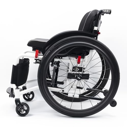 LOERSS Leichter Sport-Rollstuhl Für Erwachsene, Ergonomische Sportfallertransport-Rollstuhl, Selbstfahrender Manueller Stuhl Mit Anti-Tipper, All Terrain Outdoor & Innenrollstühle(40cm/15.7in,Black) von LOERSS