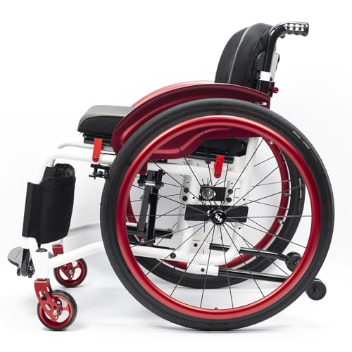 LOERSS Manual Self -trepelled Aluminium Sports -Rollstuhl, Einfaches Falten, Leichtes, Alles Gelände, Wiegt Nur 13 Kg, Ladungskapazität 220 Lbs(42cm/16.5in,Black) von LOERSS