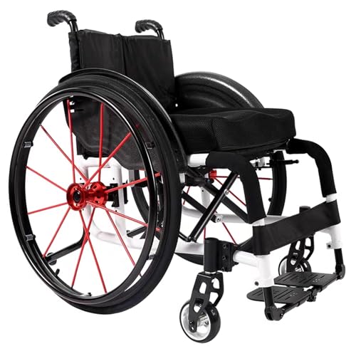 Leichter Sportrollstuhl, Zusammenklappbarer All-terrain-ultra-rollstuhl, Rollstuhl Aus Aluminiumlegierung, Leichter Rollstuhl Für Erwachsene, Selbstfahrende Manuelle Rollstühle(42cm/16.5in,White) von LOERSS