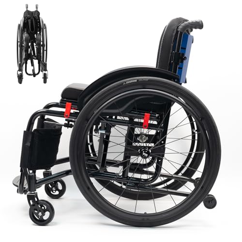 Sport-rollstuhl, Leichter Klappstuhl Rollstuhl, Tragbarer Aluminiumlegierung Manueller Radstuhl, Verstellbare Fußstütze Und Sitzhöhe, Für Jugendliche, Erwachsene, Senioren(Size:40cm/15.7in,Color:Black Sport-rollstuhl, Leichter Klappstuhl Rollstuhl, Tragbarer Aluminiumlegierung Manueller Radstuhl, Verstellbare Fußstütze Und Sitzhöhe, Für Jugendliche, Erwachsene, Senioren(Size:40cm/15.7in,Color:Black von LOERSS