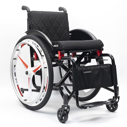 Ultra Leichtes Sport -rollstuhl Für Erwachsene, Faltbare Outdoor- Und Indoor -schaltradstuhl, Tragbarer Aluminiumlegiertransport -rollstuhl Mit Handbremse, Tragfähigkeit Von 220 Lb/100 Kg(40cm/15.7in, von LOERSS