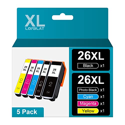 LOFBLAT 26XL 26 Druckerpatronen XL Ersatz für Epson 26 XL Multipack für Epson Expression Premium XP-600 XP-620 XP-510 XP-520 XP-820 XP-810 XP-800 XP-605 XP-615 XP-700 XP-720 XP600 XP620 (5er-Pack) von LOFBLAT