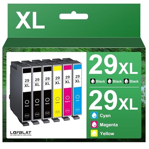 LOFBLAT 29XL Tintenpatrone für Epson 29 29XL Tintenpatrone für Epson Expression Home XP-235 XP-255 XP-245 XP-345 XP-352 XP-445 XP-452 XP-432 XP-335 XP-342 (Schwarz, Cyan, Magenta, Gelb, 6 Pack) von LOFBLAT
