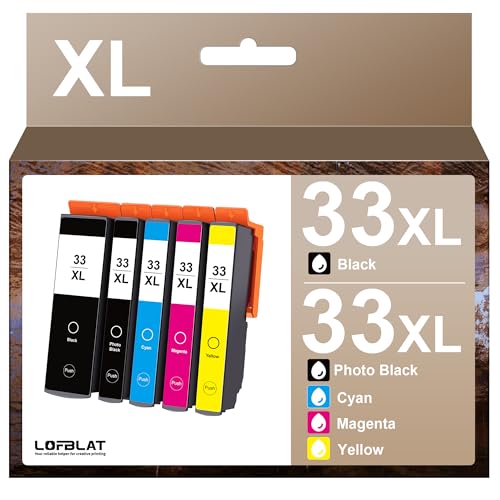 LOFBLAT 33XL, Kompatible für Epson XP 7100 Druckerpatronen, Kompatible für Epson 33XL, für Epson Expression Premium XP-540 XP-530 XP-830 XP-7100 XP-900 XP-640 XP-630 XP-635 XP-645, 5 Pack von LOFBLAT