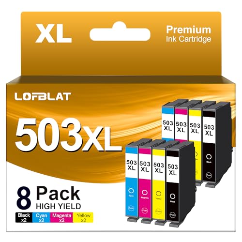 LOFBLAT 503XL XP 5200 Druckerpatronen Kompatibel für Epson 503 XL Patronen für Epson Workforce WF-2960DWF Patronen XP-5200 WF-2960DWF WF-2965DWF (8er-Pack, 2 Schwarz 2 Cyan 2 Magenta 2 Gelb) von LOFBLAT