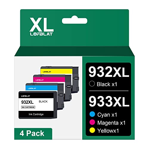 LOFBLAT 932XL 933XL Druckerpatronen Ersatz für HP 932 XL 933 XL Druckerpatronen Multipack für HP Officejet 6600 6700 6100 7110 7510 7610 7612 (4er-Pack 1 Schwarz 1 Cyan 1 Magenta 1 Gelb) von LOFBLAT