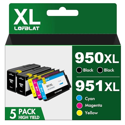 LOFBLAT 950XL 951XL Druckerpatronen Kompatible für HP 950/951 Multipack Officejet Pro 8600 8610 8100 8620 8615 8100 8625 8630 8640 8660 276dw 251dw Drucker (2 Schwarz Cyan Magenta Gelb, 5er-Pack) von LOFBLAT