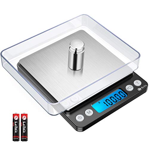 LOFICOPER Digitale Feinwaage, Briefwaage, 500g/0,01g Präzisions Schmuckwaage mit Auto-Aus, PCS Funktion, Tara-Funktion, LCD-Display, 6 Einheiten, 100g Gewicht - Schwarz von LOFICOPER