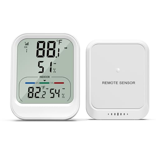 LOFICOPER Digitales Thermometer Hygrometer, Innen Außen Thermo Hygrometer mit Sensoren, 3" LCD-Bildschirm, ℃/℉ Umschaltbar, Max/Min, Temperatur- und Feuchtigkeitsüberwachung von LOFICOPER