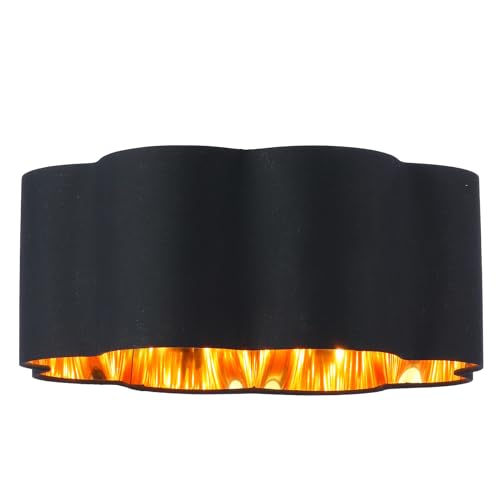 LOFOB Fabric Drum Ceiling Lamp Shade Clover - Semi Flush Mount Ceiling Light Shade, Close to Ceiling Light Fixtures Pendant Desk Lamp Shade (SCHWARZES GOLD) von LOFOB