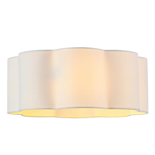 LOFOB Fabric Drum Ceiling Lamp Shade Clover - Semi Flush Mount Ceiling Light Shade, Close to Ceiling Light Fixtures Pendant Desk Lamp Shade (WEISS) von LOFOB