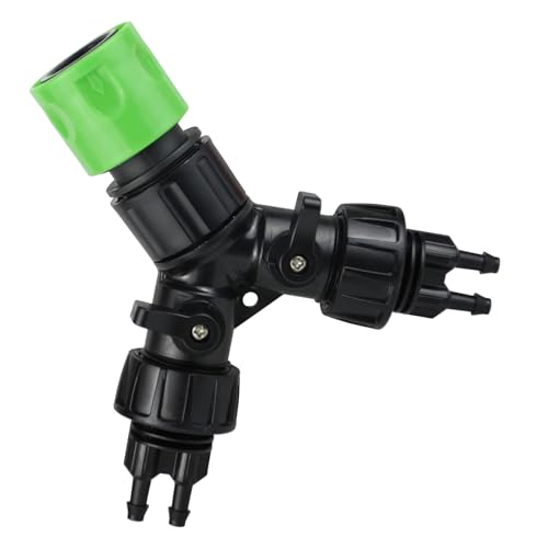 Double Flows Gartenschlauch Y Verteiler Verbinder mit 2 On Off Ventilen Schnellanschluss 3/4 Zoll für Außenbewässerung Gewächshäuser Winzige Tropfbewässerung Splitter von LOFOTU