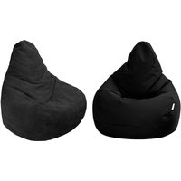 Gaming-Sitzsack fürs Wohnzimmer, Zwei Sitzsäcke mit hoher Rückenlehne für Erwachsene, Liegender Sitzsack mit Füllung aus Polystyrolperlen - Schwarz Gaming-Sitzsack fürs Wohnzimmer, Zwei Sitzsäcke mit hoher Rückenlehne für Erwachsene, Liegender Sitzsack mit Füllung aus Polystyrolperlen - Schwarz von LOFT 25