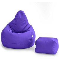 Gaming-Sitzsack und Fußhocker für das Wohnzimmer, wasserabweisender Sitzsack mit hoher Rückenlehne für drinnen und draußen mit Fußstütze von LOFT 25