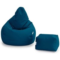 Gaming-Sitzsack und Fußhocker für das Wohnzimmer, wasserabweisender Sitzsack mit hoher Rückenlehne für drinnen und draußen mit Fußstütze von LOFT 25