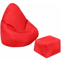 Kinder Sitzsack mit Pouf für Gaming, Sitzsack Stuhl für Wohnzimmer, wasserfest Outdoor Kind Sitzsack und Pouf für Spielzimmer - Rot (Sitzsack mit von LOFT 25