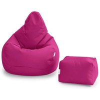 Gaming Sitzsack und Pouf für Wohnzimmer, Bohnen Sessel mit Rückenlehne für Erwachsene, Outdoor Sitzsack mit Pouf - Cerise - Loft 25 von LOFT 25